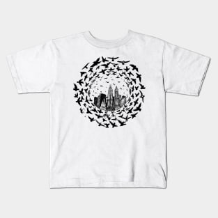 Birds circling over New York City Kids T-Shirt